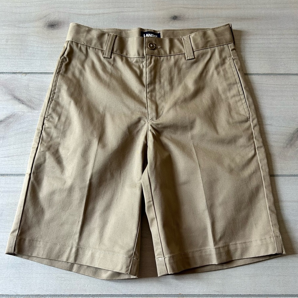 NWOT Lands' End Kids Khaki Interior Adjustable Button Tab School Uniform  Shorts
